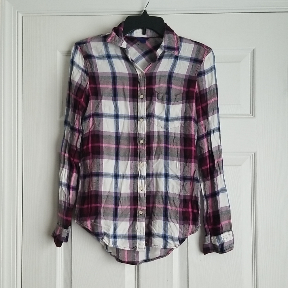 Aeropostale Women's Plaid Button Down Shirt